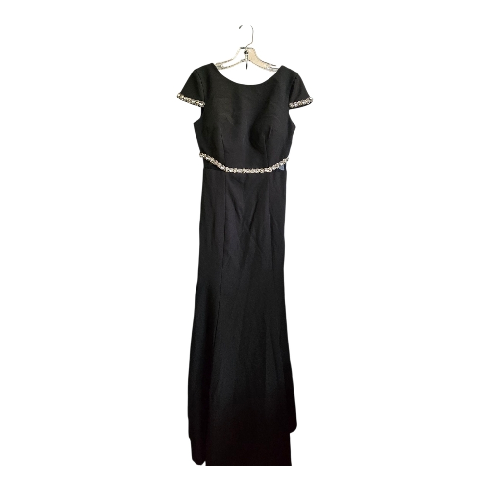 Bariano Black Maxi Dress with Silver Embellishments US 6
